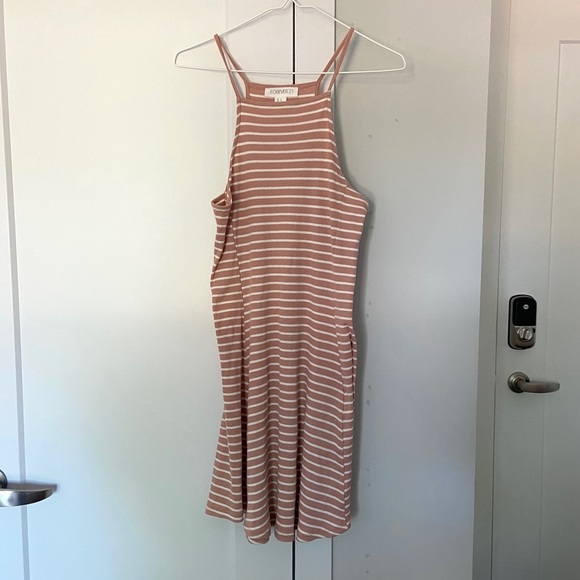 F21 Nude Striped Halter Dress - Picture 3 of 3